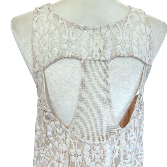 Free People Dress Womens Small Cream Lace‎ Boho Babydoll Coquette Cottage Core - Picture 4 of 12